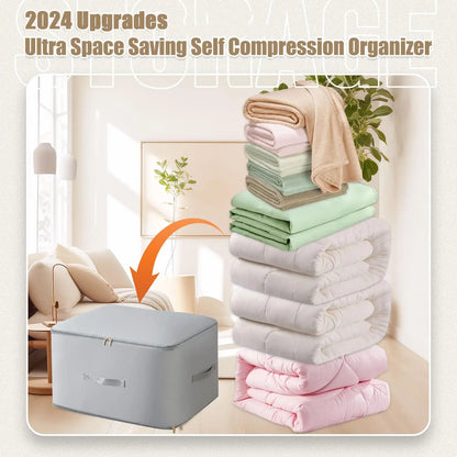 Self-Compression Storage Bag, Ultra Space-Saving Organizer for Clothing, Comforters & Bedding (1PC)