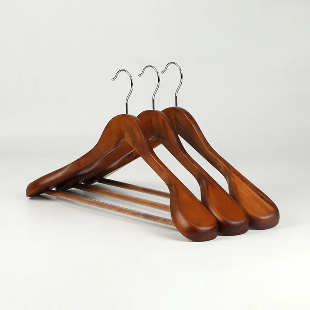 Wide Shoulder Wooden Clothes Hanger – Heavy-Duty Suit & Coat Hanger for Wardrobe Storage