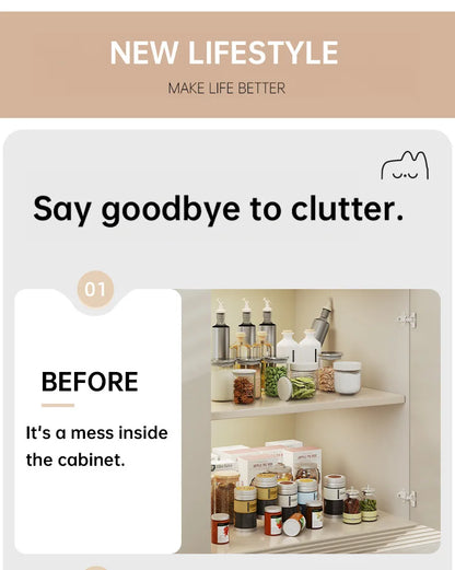 Slide Out Cabinet Organizer, Heavy Duty Sliding Drawer Pantry Shelf with Damping Guide & Nylon Adhesive