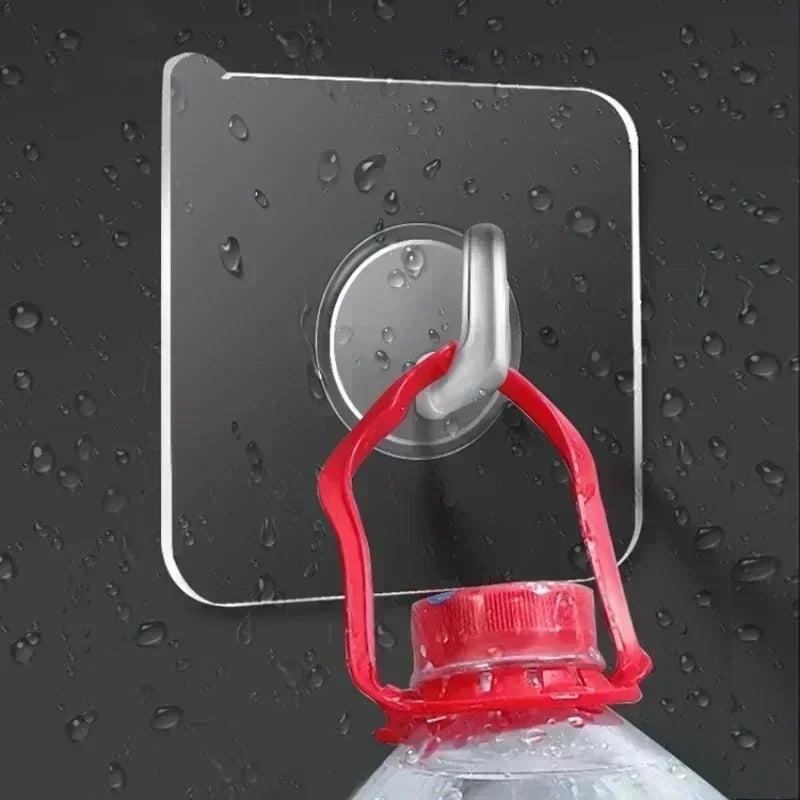 Self-Adhesive Wall Hooks, Transparent Heavy Duty Sticky Hooks for Kitchen, Bathroom, Door & Closet, Towel and Key Hook Set