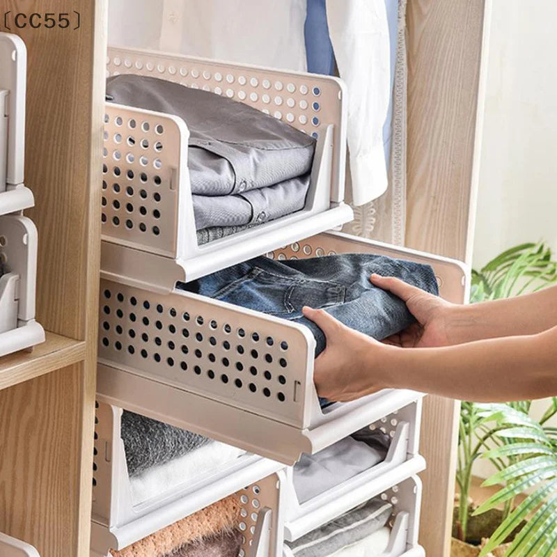 Foldable Clothes Storage Drawer, High-Capacity Stackable Plastic Storage Box for Home Organization