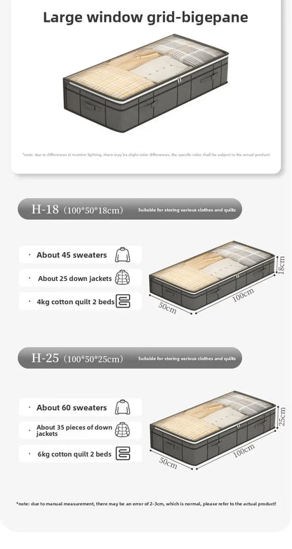 Large Underbed Storage Bag, Foldable Clothes & Quilt Organizer for Bedroom, Dorm & Wardrobe