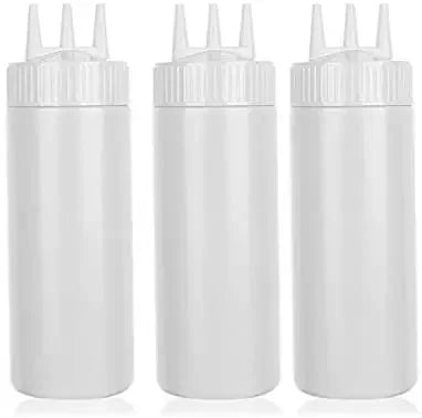 Ketchup Squeeze Bottle Plastic – Condiment Squirt Bottle with 3-Hole Dispensing for Oil, BBQ Sauces, and More