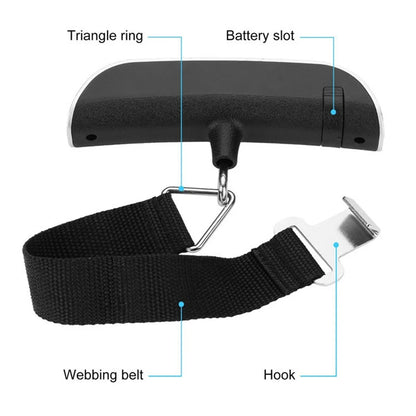 Portable Digital Luggage Scale with LCD Display, 50kg / 110lb Electronic Hanging Suitcase Scale, Travel Baggage Weight Checker with Temperature Display