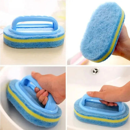 Cleaning Brush with Handle – Kitchen Sponge Wipe Thickened Bathroom Tile Cleaning Sponge Household Stain Removal Tool
