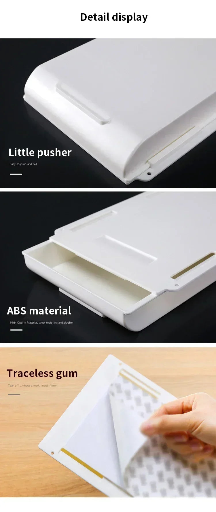 Adhesive Under Desk Drawer Organizer Hidden Table Storage Box Slide Out Tray Simple Sundries Cosmetics Stationery Organizer