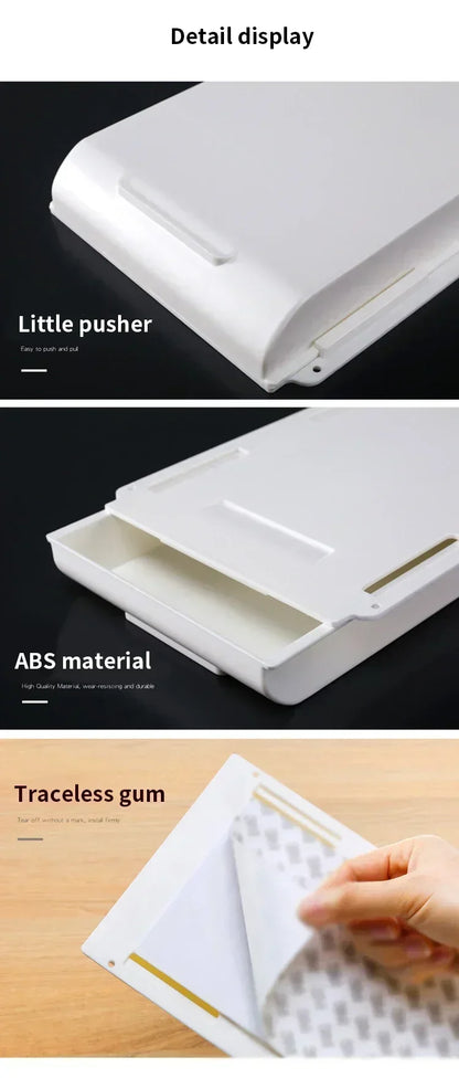 Adhesive Under Desk Drawer Organizer Hidden Table Storage Box Slide Out Tray Simple Sundries Cosmetics Stationery Organizer