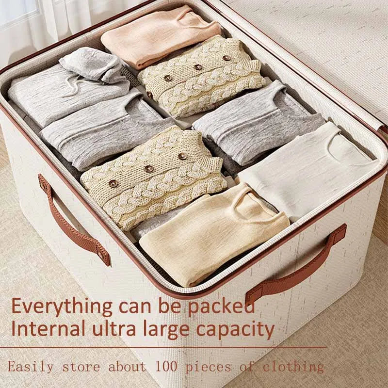 Zippered Storage Box with Lid – Large Capacity Foldable Clothing Organizer for Bedroom & Wardrobe