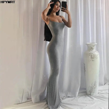 Women’s Satin Slip Maxi Dress Sleeveless Backless Bodycon Gown, Elegant Slim Fit Party Evening Dress for Spring and Special Occasions