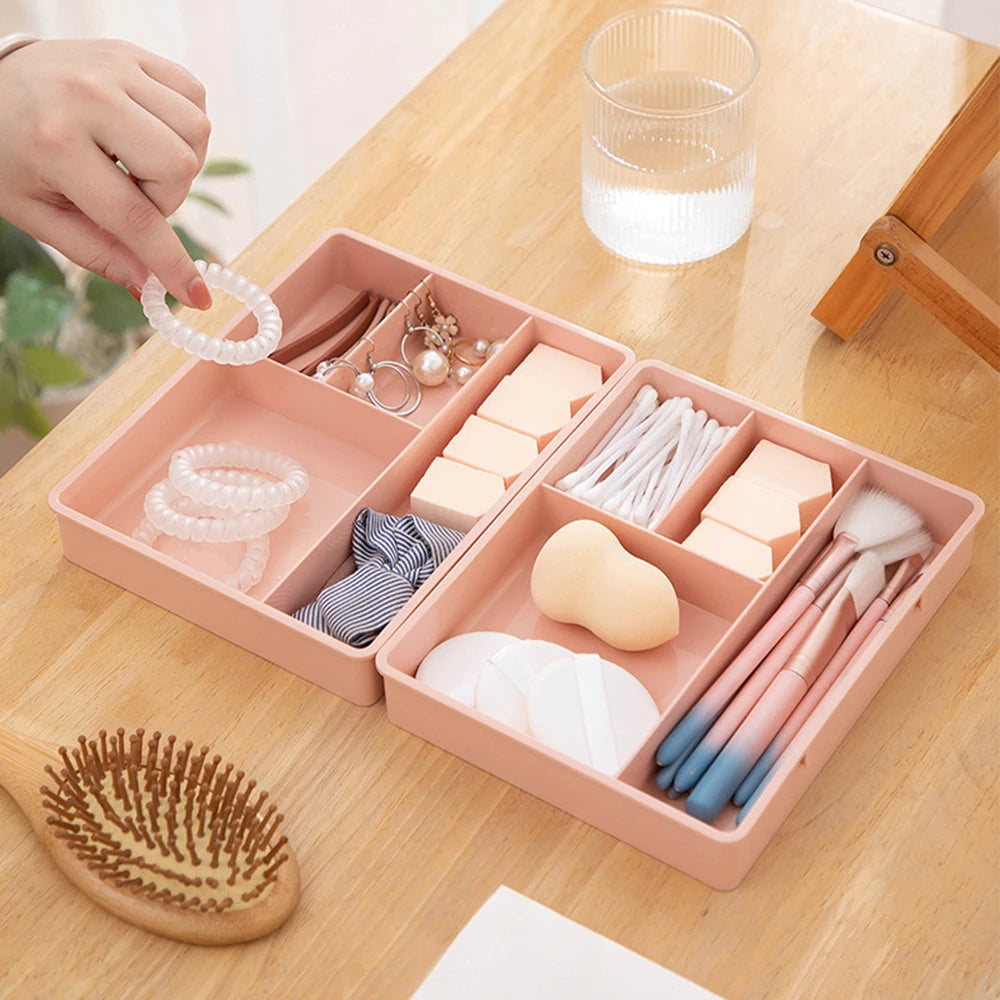 Stackable Desk Drawer Organizer – Multi-Cell Storage Tray for Jewelry, Makeup & Office Supplies