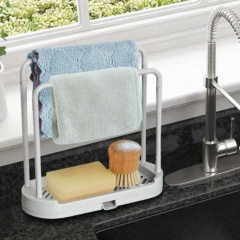 Detachable Kitchen Dishcloth Holder, Sink Sponge & Rag Hanger Storage Rack for Bathroom & Kitchen Organizer