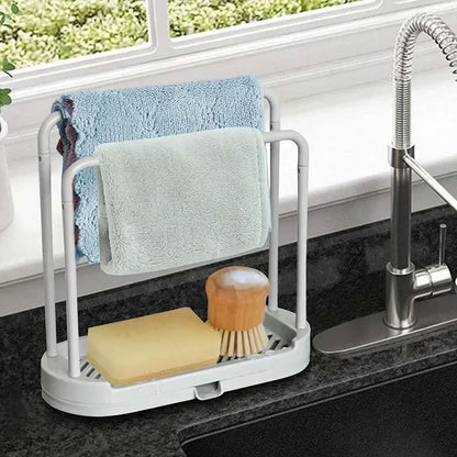Detachable Kitchen Dishcloth Holder, Sink Sponge & Rag Hanger Storage Rack for Bathroom & Kitchen Organizer
