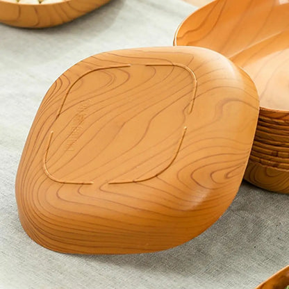 Japanese Style Imitation Wood Grain Square Plate, Simple Kitchen Tableware Dish for Dinner & Serving