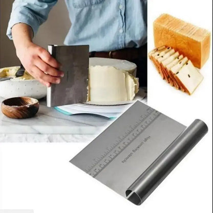 Stainless Steel Dough Scraper, Multifunctional Cake & Cream Scraper with Scale, Baking and Cutting Tool