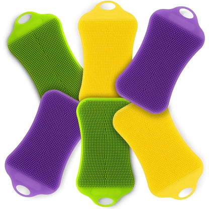 Soft Silicone Sponge Brush – Non-Stick Scratch-Free Scrubber for Kitchen Bowls and Fruit Washing