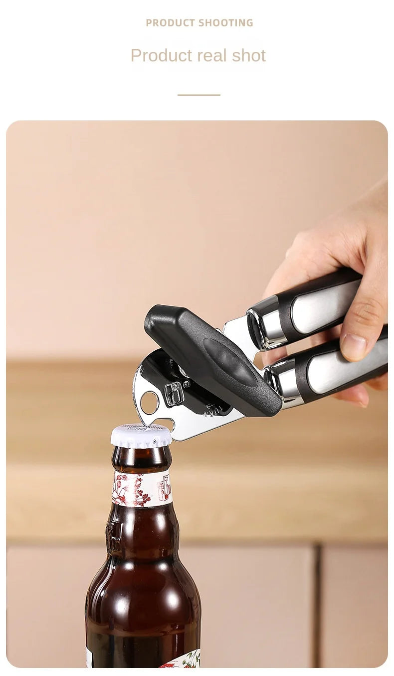 Professional Manual Can Opener – Multifunctional Stainless Steel Can and Bottle Opener Kitchen Gadget