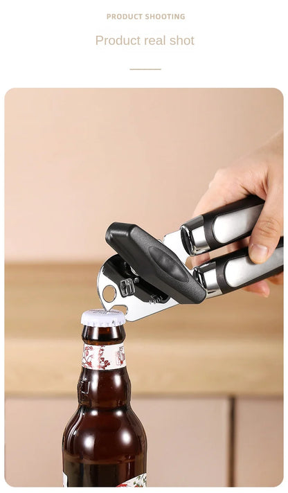 Professional Manual Can Opener – Multifunctional Stainless Steel Can and Bottle Opener Kitchen Gadget