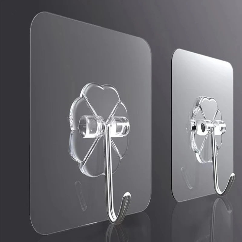 Transparent Adhesive Wall Hooks – No-Drill Traceless Strong Load-Bearing Hooks for Bathroom & Kitchen