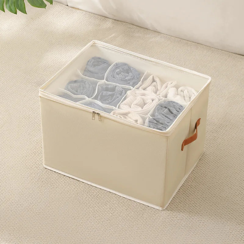 Foldable Shoe Organizer with Lid – Heavy-Duty Oxford Fabric Storage Box with Clear Front Panel