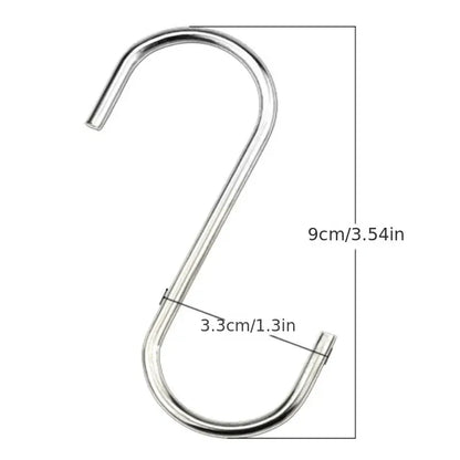 10Pcs Stainless Steel S-Shaped Hooks – Multi-Functional Metal Hanging Hooks for Kitchen & Bathroom