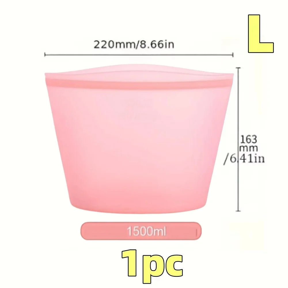 Silicone Food Containers – Reusable Leakproof Ziplock Storage Bags for Fridge and Freezer