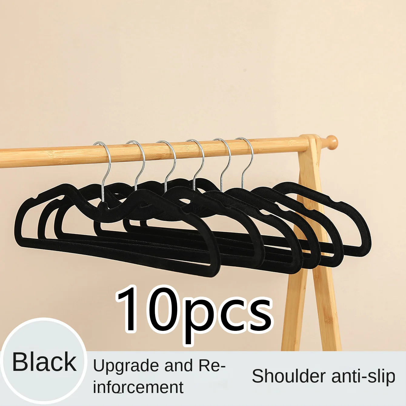 10PCS Flocking Plastic Clothes Hangers – Space-Saving Anti-Slip Short Neck Drying Hangers