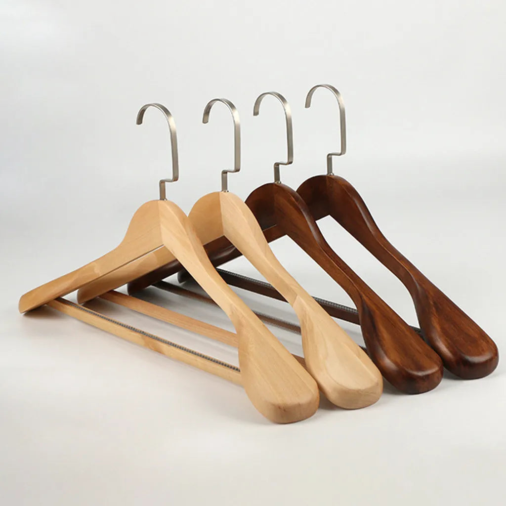 Wide Shoulder Wooden Clothes Hanger – Heavy-Duty Suit & Coat Hanger for Wardrobe Storage