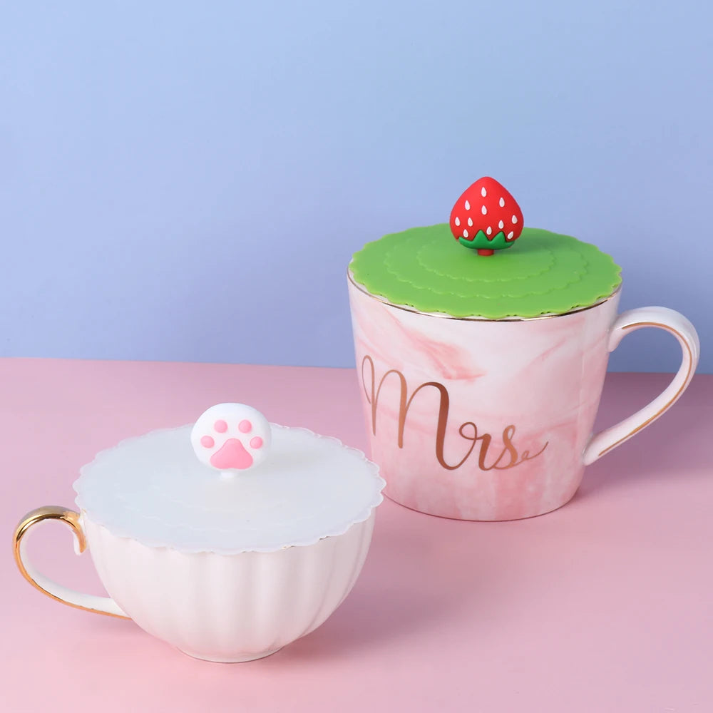 Cartoon Silicone Cup Cover 10cm – Cute Heat-Resistant Leak-Proof Sealed Lid Dustproof Suction Cup Tea Cover