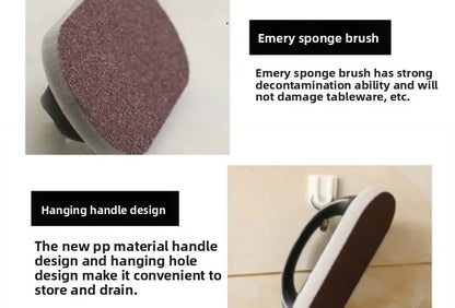 Magic Emery Sponge Brush with Handle – Reusable Eraser Cleaner for Kitchen Pots, BBQ, and Strong Decontamination