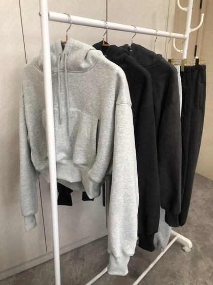 Women’s Fleece Hoodie and Jogger Pants 2-Piece Tracksuit Set, Warm Solid Color Sweat Suit for Fall and Winter Casual Sports Outfit