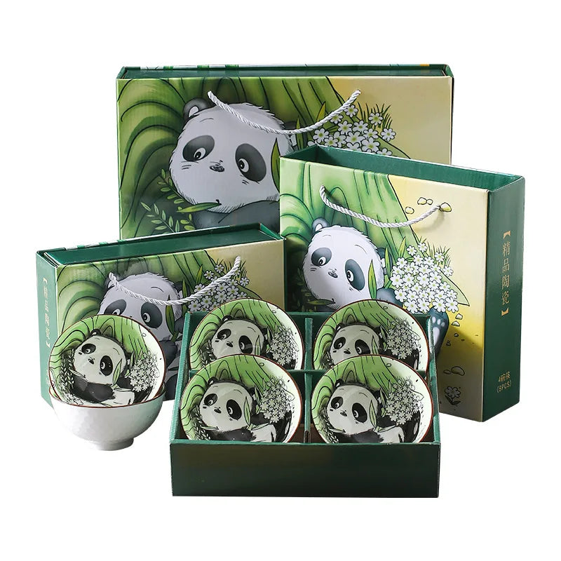 Creative Panda Ceramic Tableware Set, Cartoon Porcelain Dinnerware Gift Box Set
