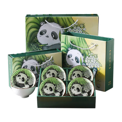 Creative Panda Ceramic Tableware Set, Cartoon Porcelain Dinnerware Gift Box Set