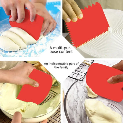 Plastic Dough Scraper Set, 3-Piece Thickened Baking & Cream Decorating Scrapers for Dough, Pastry and Cake