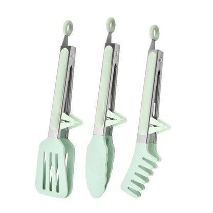 Food Tong Set – Stainless Steel Kitchen Tongs with Silicone Nylon Tips Non-Slip Cooking Clip Clamp for BBQ and Salad