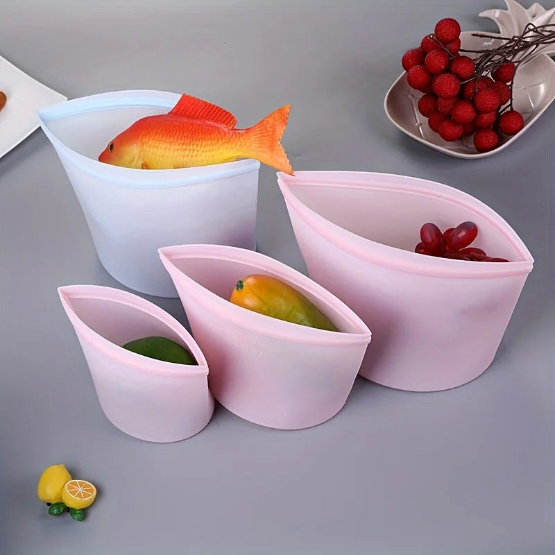 Silicone Food Containers – Reusable Leakproof Ziplock Storage Bags for Fridge and Freezer