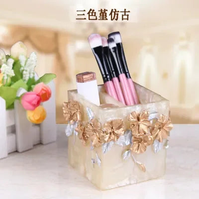 5-Piece Resin Bathroom Accessory Set, European Retro Toilet Set with Soap Dispenser, Tissue Holder, Toilet Brush & Cotton Swab Box