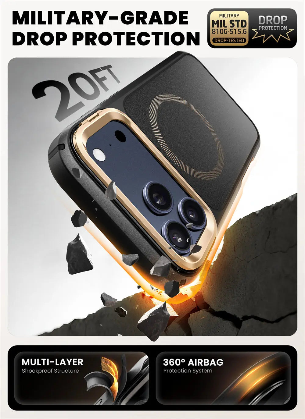 For iPhone 17 Pro Max Case 6.9" I-BLASON Are Flip Full-Body Magnetic Phone Case with Tempered Glass Screen Protector & Stand