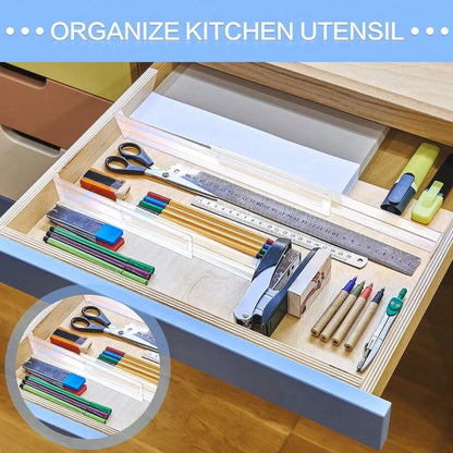 Expandable Drawer Wardrobe Dividers, Clear Plastic Drawer Organizer Partition Plates for Kitchen, Closet & Tools