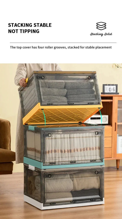 Foldable Storage Trunk, Large Capacity Transparent Storage Box for Wardrobe Clothes & Home Organization