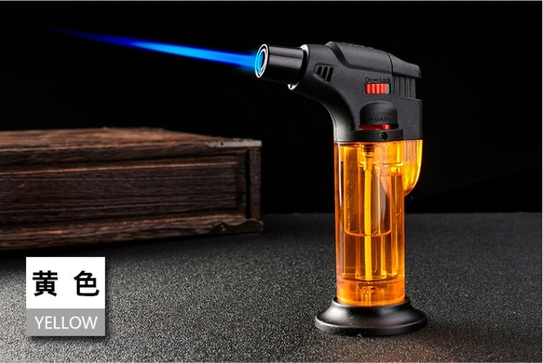Torch Lighter, Jet Flame Lighter Refillable Gas Butane Lighter with Visible Fuel Tank, Windproof Adjustable Flame for Kitchen