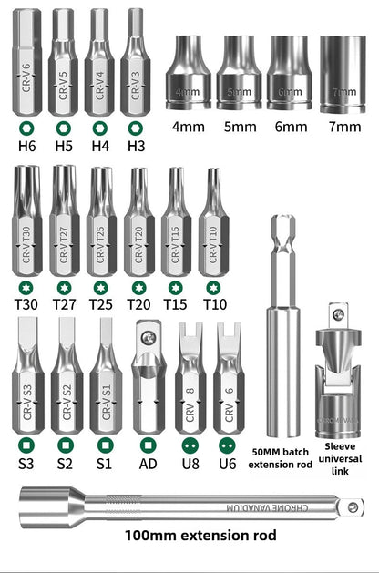 BAOLIAN 40-Piece Screwdriver and Wrench Set, Ratchet Magnetic Screwdriver Bit Kit for Household DIY Repair
