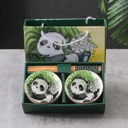 Creative Panda Ceramic Tableware Set, Cartoon Porcelain Dinnerware Gift Box Set