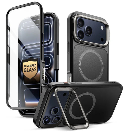 For iPhone 17 Pro Max Case 6.9" I-BLASON Are Flip Full-Body Magnetic Phone Case with Tempered Glass Screen Protector & Stand