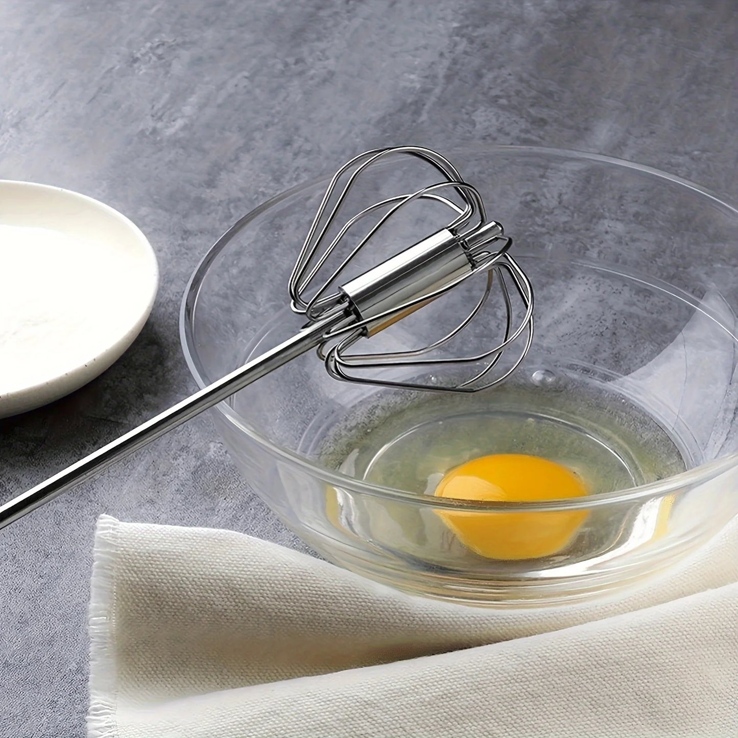 Stainless Steel Semi-Automatic Egg Beater, Hand Push Mixer for Egg, Cream and Baking Mixing