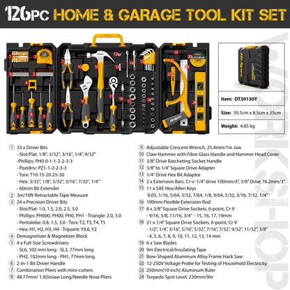 Hi-Spec Socket Wrench Set, 1/2" 3/8" 1/4" Drive Ratchet Tool Kit for Car and Home Repair