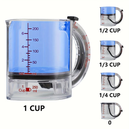 4-in-1 Adjustable Measuring Cup – Multifunctional Kitchen Measuring Cup with Scraper-Style Seal Base for Cooking and Baking