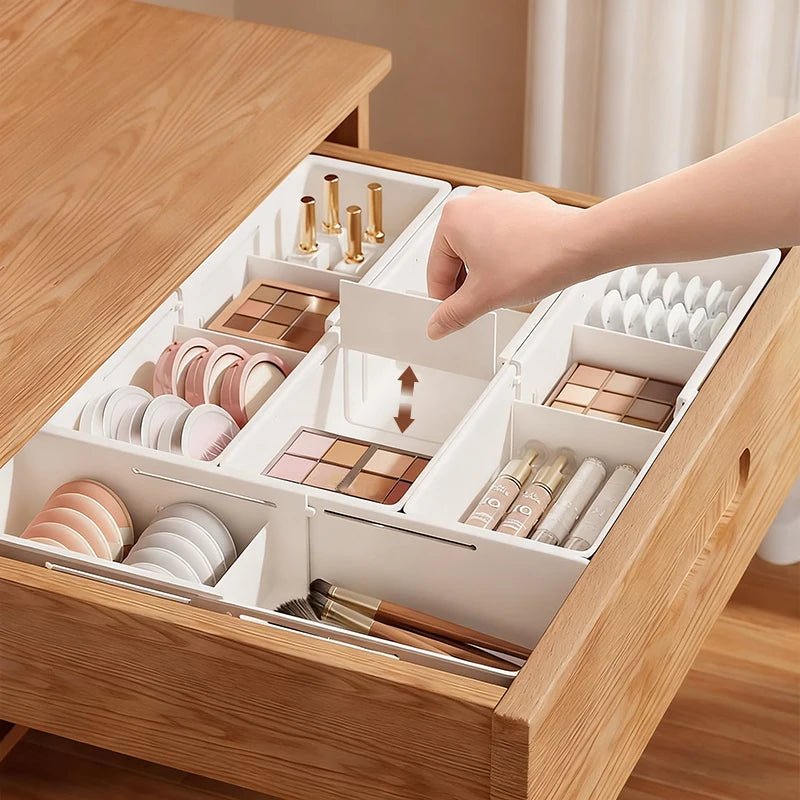 Extendable Drawer Organizer with Adjustable Dividers – Multi-Purpose Storage Box for Home, Office & Kitchen