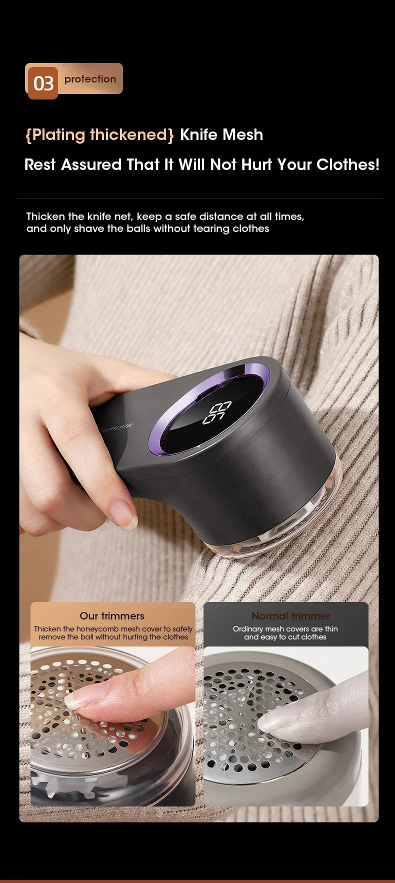 Electric Lint Remover with Digital Display – Multifunction Pellet and Fluff Remover Clothes Shaver for Sweaters