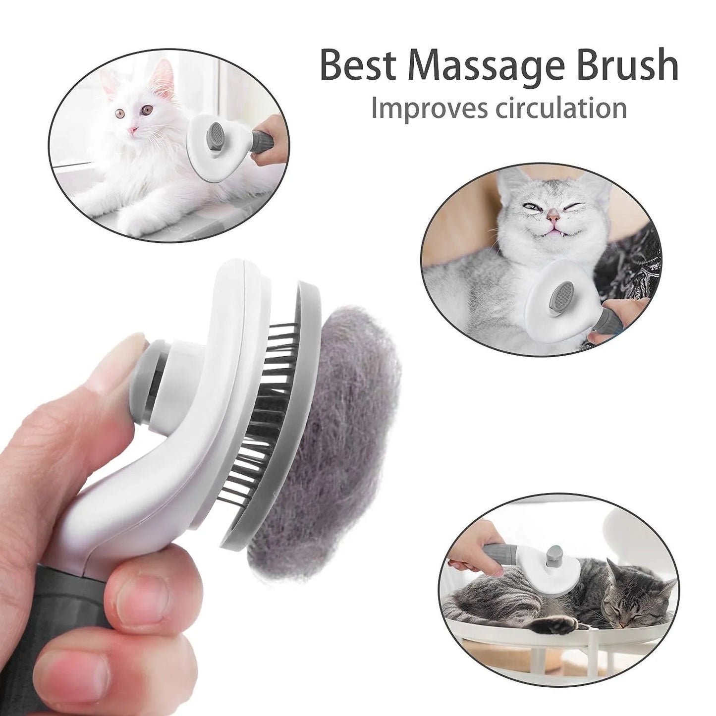 Self-Cleaning Pet Grooming Brush for Dogs and Cats, Professional Deshedding and Dematting Comb with One-Button Hair Release, Comfortable Handle Pet Care Tool