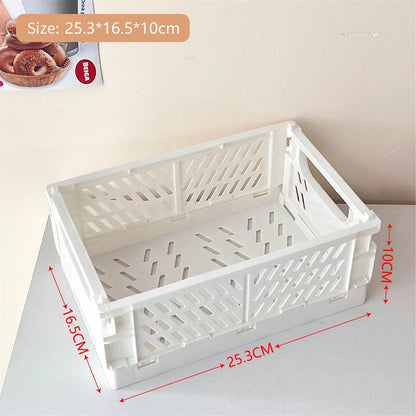Collapsible Plastic Crate – Folding Storage Box Basket for Desktop, Cosmetics & Home Organization